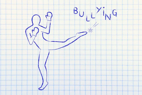 Persona pateando y boxeando la palabra bullying —  Fotos de Stock