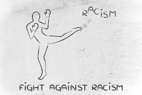 사람이 발로 하 고 단어 인종차별 권투 — 스톡 사진