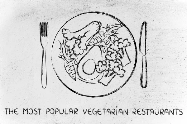 Concetto del ristorante vegetariano più popolare — Foto Stock