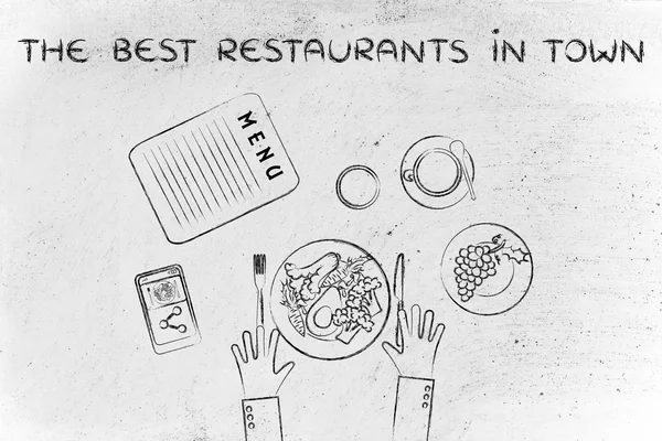 Concetto dei migliori ristoranti della città — Foto Stock