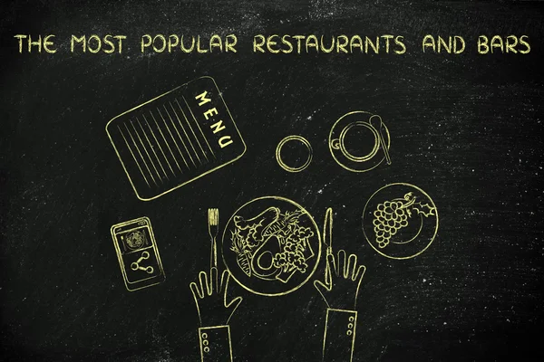 Concetto dei ristoranti e bar più popolari — Foto Stock