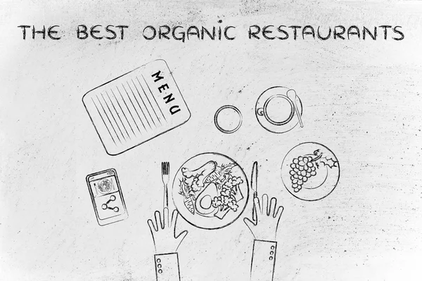 Έννοια από τα καλύτερα οργανικά εστιατόρια — Φωτογραφία Αρχείου