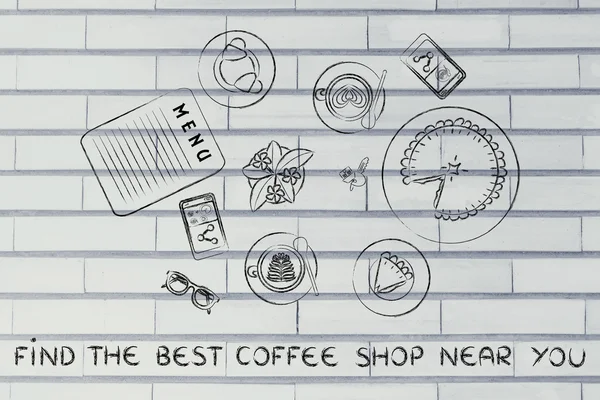 Conceito de encontrar o melhor café perto de você — Fotografia de Stock