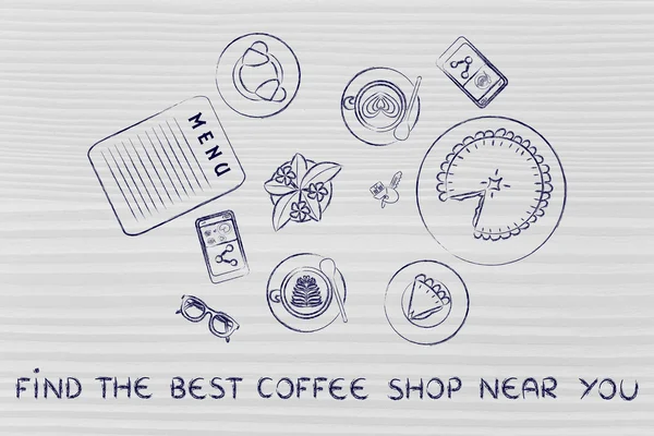 在你附近找到最好的咖啡的概念 — 图库照片