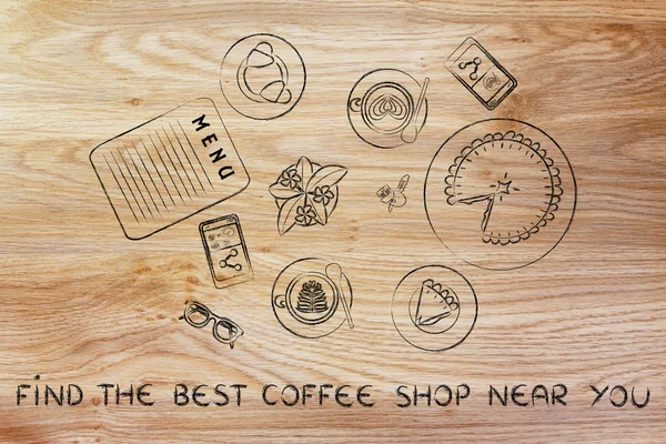 Pojęcie znaleźć najlepszą kawę w Twojej okolicy — Zdjęcie stockowe