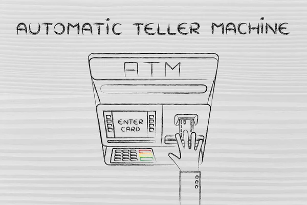 Konsep uang dan mesin teller otomatis — Stok Foto