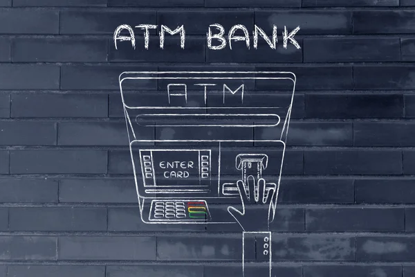 Concept of money and ATM banks — Stock fotografie