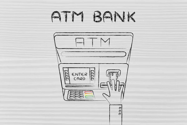 Concept of money and ATM banks — Φωτογραφία Αρχείου