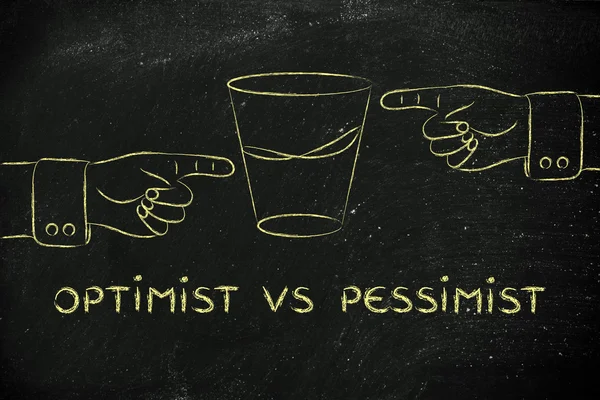 Optimista vs pesszimista fogalmának — Stock Fotó