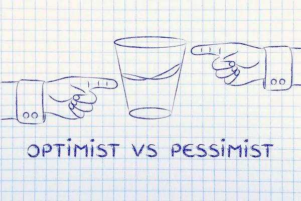 Concept van optimist vs pessimist — Stockfoto