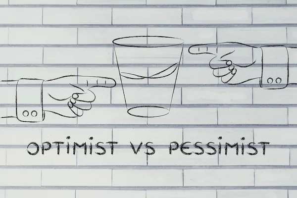 Concepto de optimista vs pesimista —  Fotos de Stock