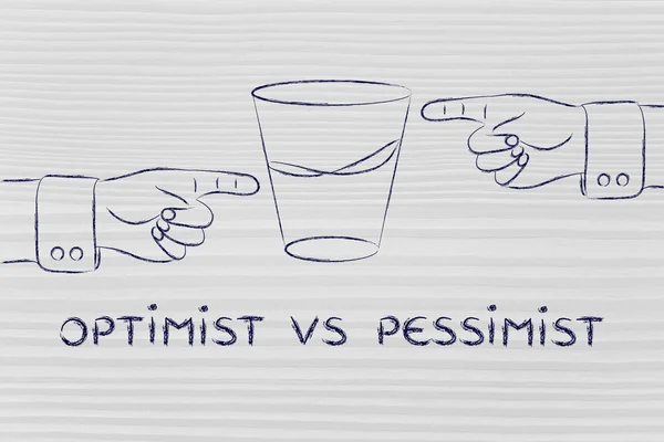 Optimista vs pesszimista fogalmának — Stock Fotó