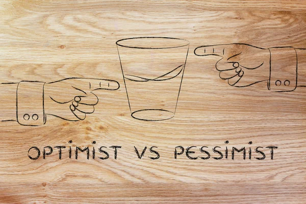 Concepto de optimista vs pesimista —  Fotos de Stock
