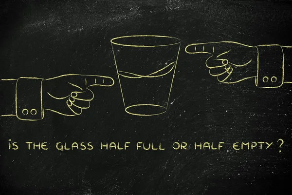 Is the glass half full or half empty? illustration — Stock Photo, Image