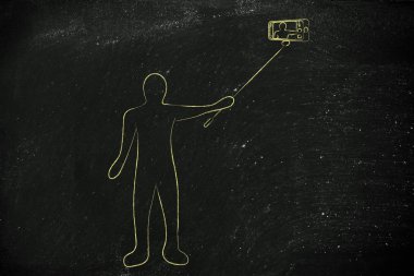 kişi selfie çubuğa telefon ile fotoğraf çekme