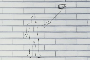 kişi selfie çubuğa telefon ile fotoğraf çekme