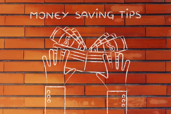 Concept of money saving tips — Stock Photo, Image