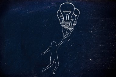 ampul şeklinde balon tutan kişi