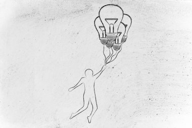 ampul şeklinde balon tutan kişi