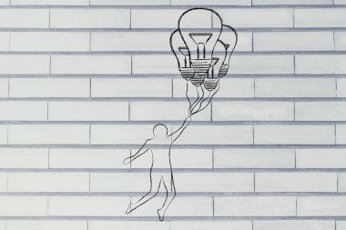 ampul şeklinde balon tutan kişi