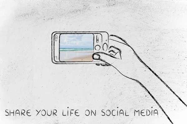 Share your life on social media illustration — Stock Photo, Image