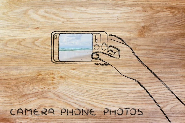 Smartphone użytkownik robienie zdjęć z tekstu aparat fotograficzny telefon Zdjęcia — Zdjęcie stockowe