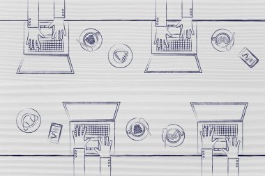 dizüstü bilgisayarlar ve kahve grubu