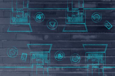 dizüstü bilgisayarlar ve kahve grubu