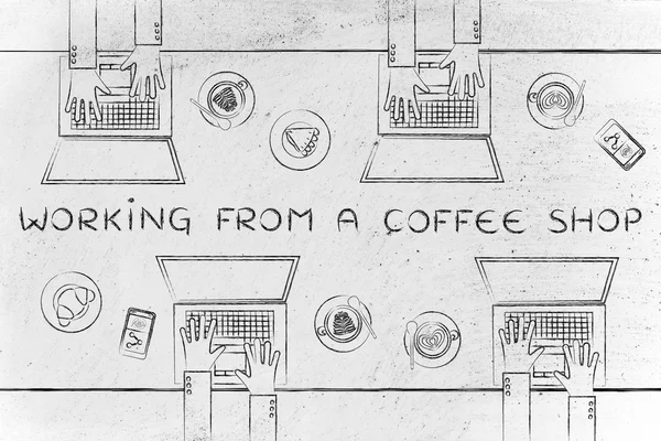 Praca w kawiarni ilustracja — Zdjęcie stockowe