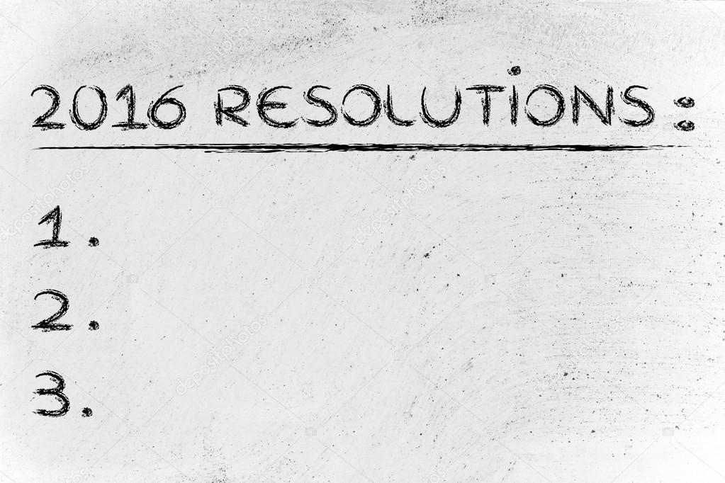 list of new year's resolutions for 2016