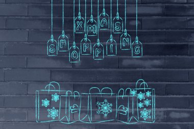Kış temalı Noel alışveriş torbaları