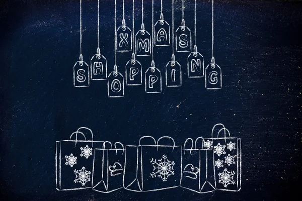 Kış temalı Noel alışveriş torbaları