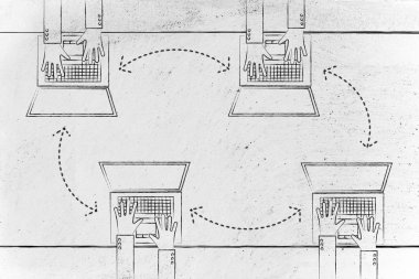 insanlar iletişim kurmak ve onların dizüstü bilgisayarlar arasında veri alış verişi