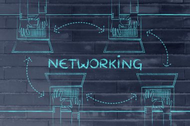 Ağ ve iletişim dizüstü bilgisayarlarda yazarak insanlar