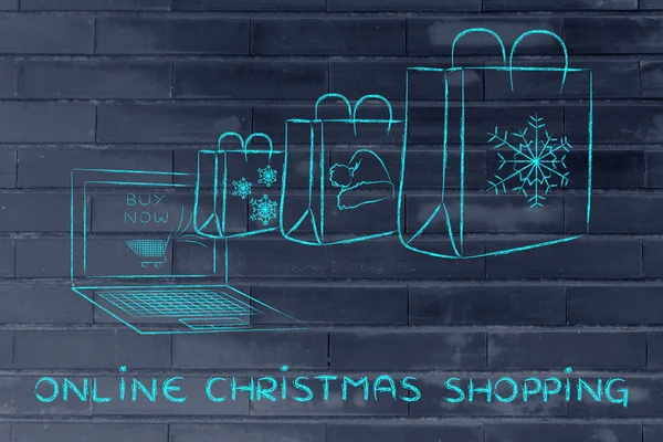 Online Christmas shopping illustration — Stock Photo, Image