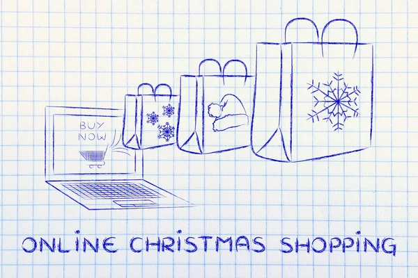 Online Christmas shopping illustration — Stock Photo, Image