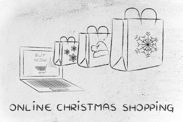 Online Χριστούγεννα ψώνια εικονογράφηση — Φωτογραφία Αρχείου