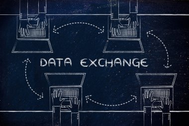 insanlar onların dizüstü bilgisayarlar arasında veri alış verişi