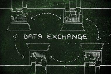 insanlar onların dizüstü bilgisayarlar arasında veri alış verişi