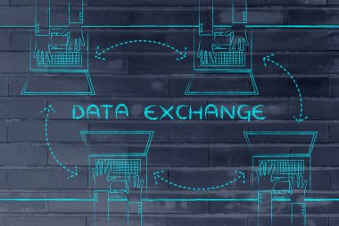 insanlar onların dizüstü bilgisayarlar arasında veri alış verişi