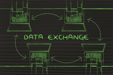 insanlar onların dizüstü bilgisayarlar arasında veri alış verişi