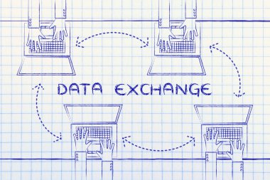 insanlar onların dizüstü bilgisayarlar arasında veri alış verişi