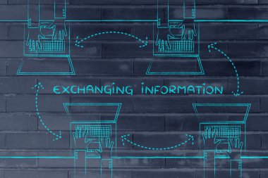 insanlar onların dizüstü bilgisayarlar üzerinden bilgi alış verişi