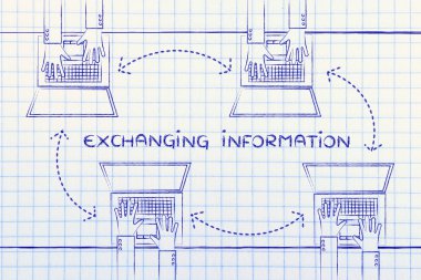 insanlar onların dizüstü bilgisayarlar üzerinden bilgi alış verişi