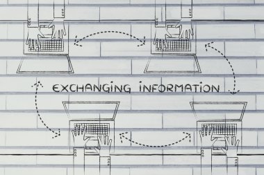 insanlar onların dizüstü bilgisayarlar üzerinden bilgi alış verişi