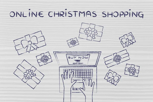 Ilustração compras de Natal online — Fotografia de Stock