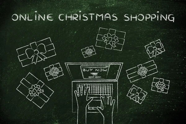 Online Christmas shopping illustration — Stock Photo, Image