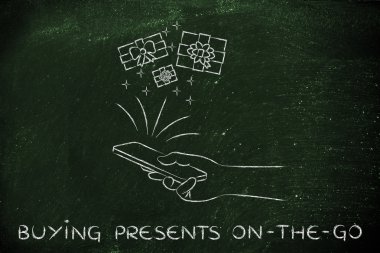 hediye üstünde-belgili tanımlık-gitmek illüstrasyon satın alma