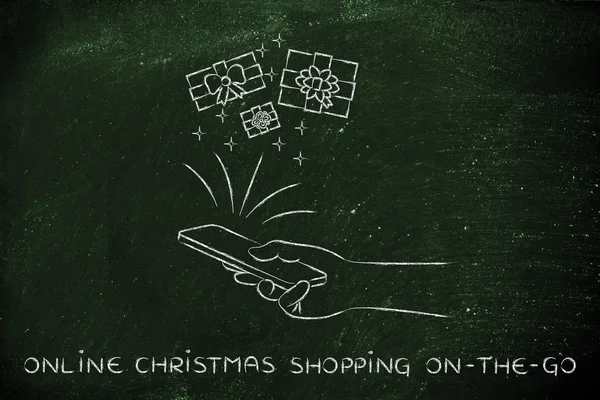 Compras de Natal on-line em movimento illustrati — Fotografia de Stock