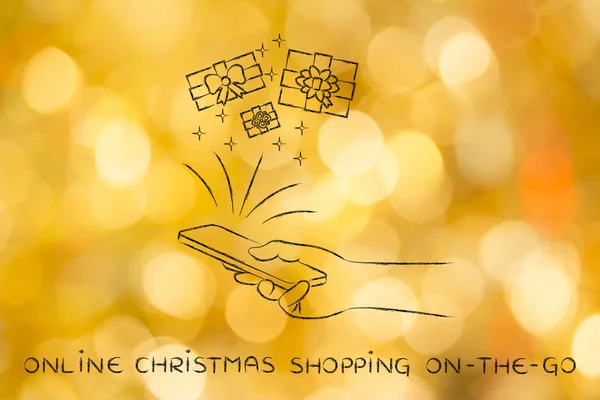 Compras de Natal on-line em movimento illustrati — Fotografia de Stock